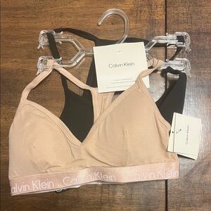 Calvin Klein Women's Lightly Lined Racerback Bralettes Set - Black and Cream